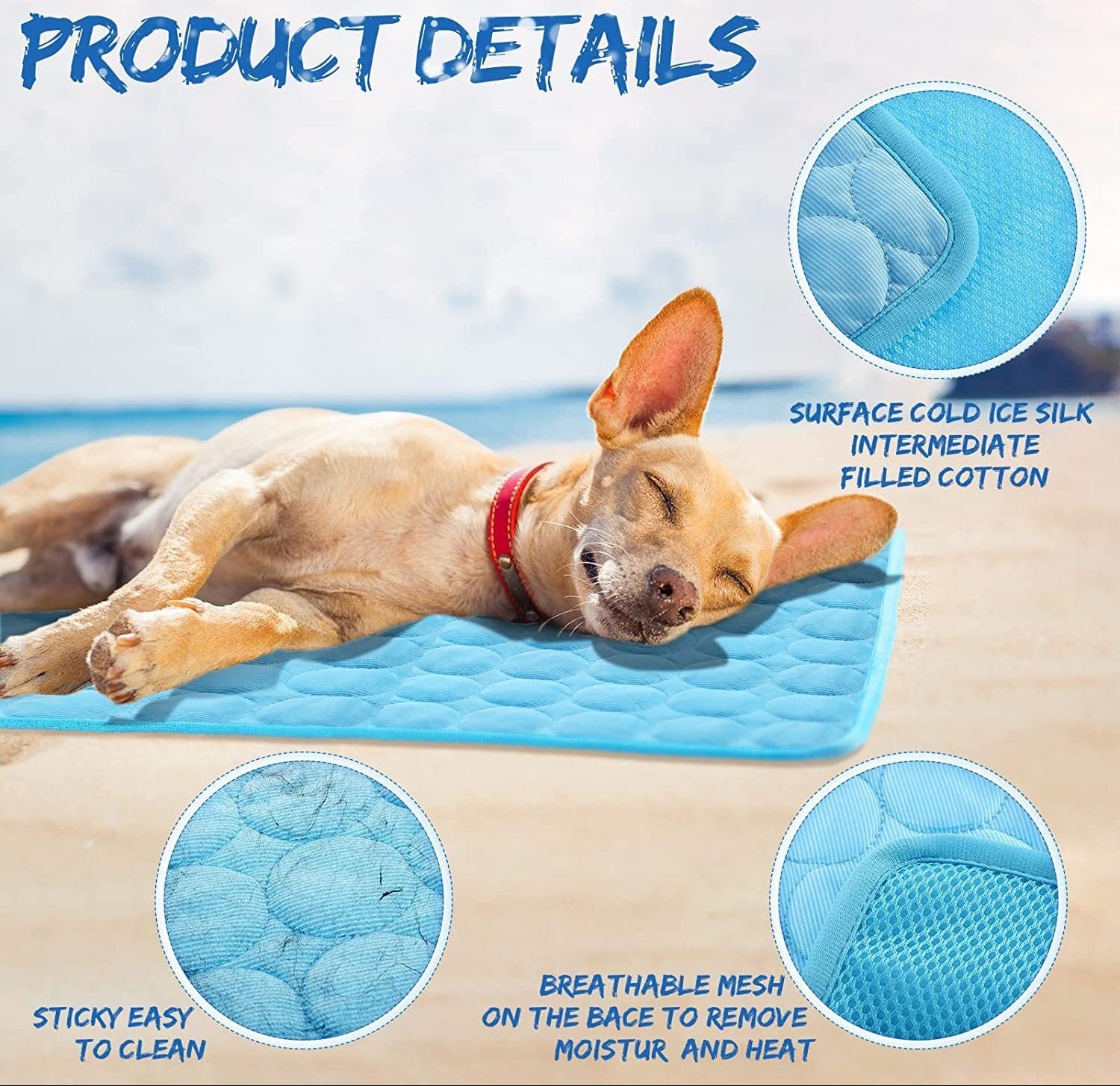 Large Pet Self Cooling Mat Cool Mat for Dogs Cats Pad Bed Mattress Heat Relief